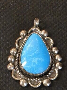 Vintage Bell Trading Post Sterling Silver Turquoise Pendant Southwest